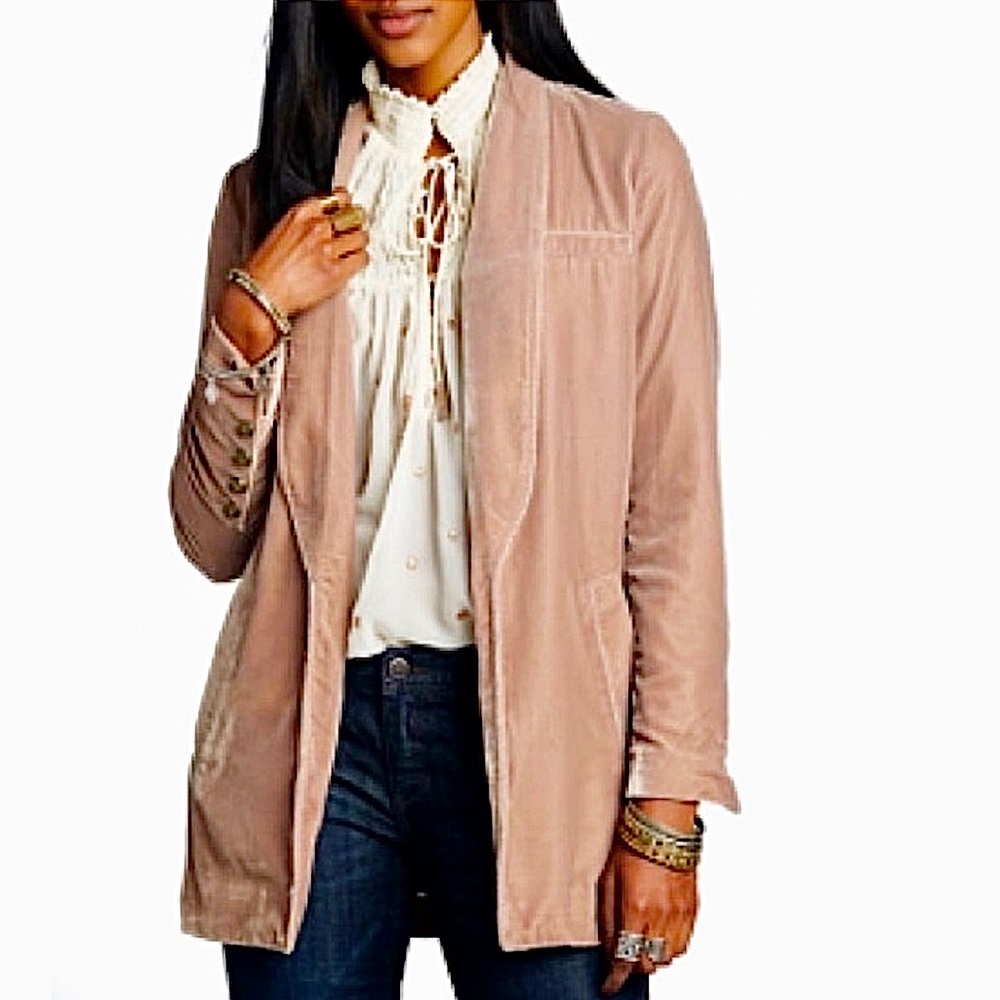FREE PEOPLE   Yesterday’s Muse Velvet Blazer in Pink
